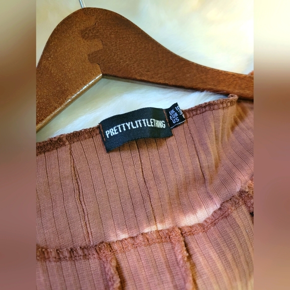 Pretty Little Thing | Ribbed Tie Dye Contrast Seam Long Sleeve Top | Size 6 NWOT - Picture 6 of 12